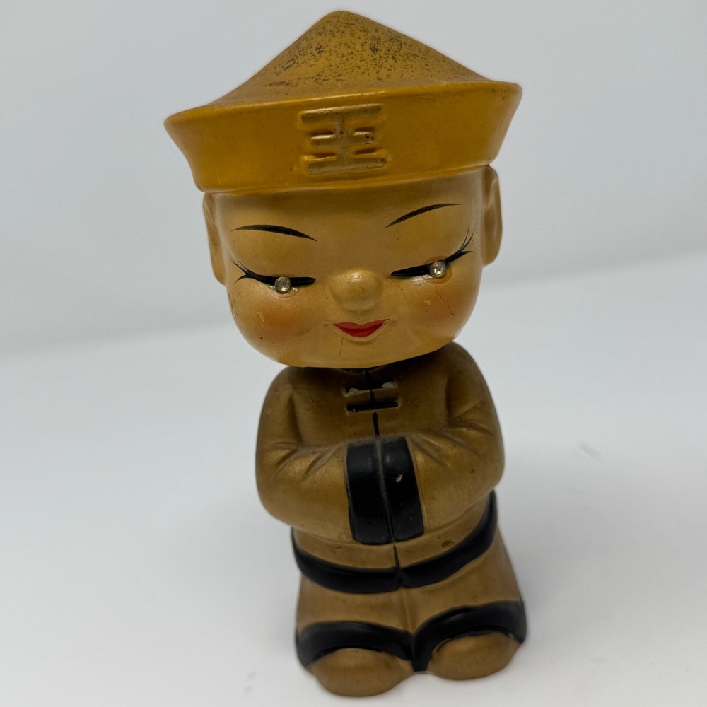 Yellow‎ Hat Asian Male w/ Gold Robe Mandarin 6" Bobblehead Nodder